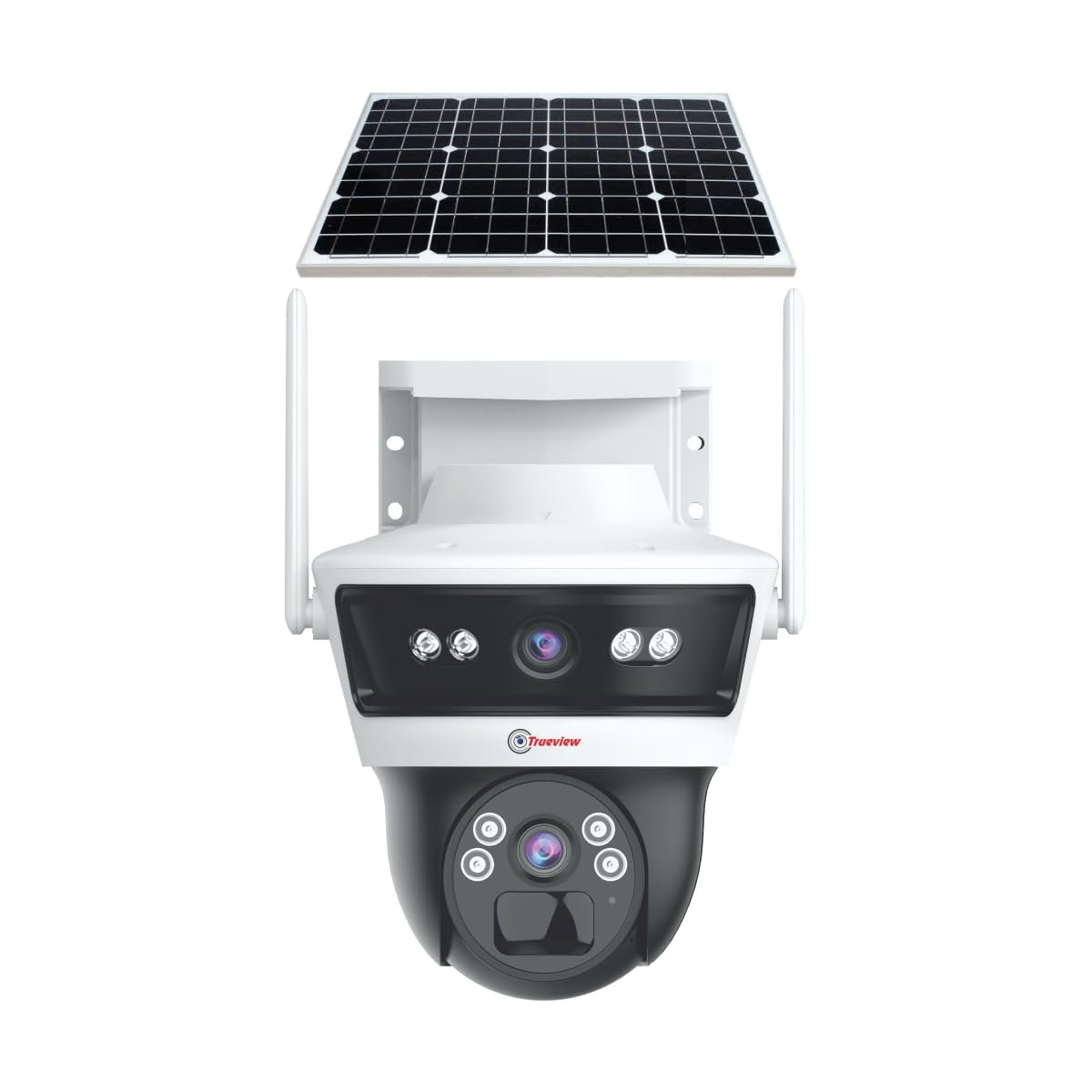 Trueview 3+3Mp Wireless 4G Cellular Mini Pt Solar Powered Linkage Security Camera, 1296p Advanced CCTV Surveillance Solution, Outdoor Camera, Water Proof, 2 Way Talk