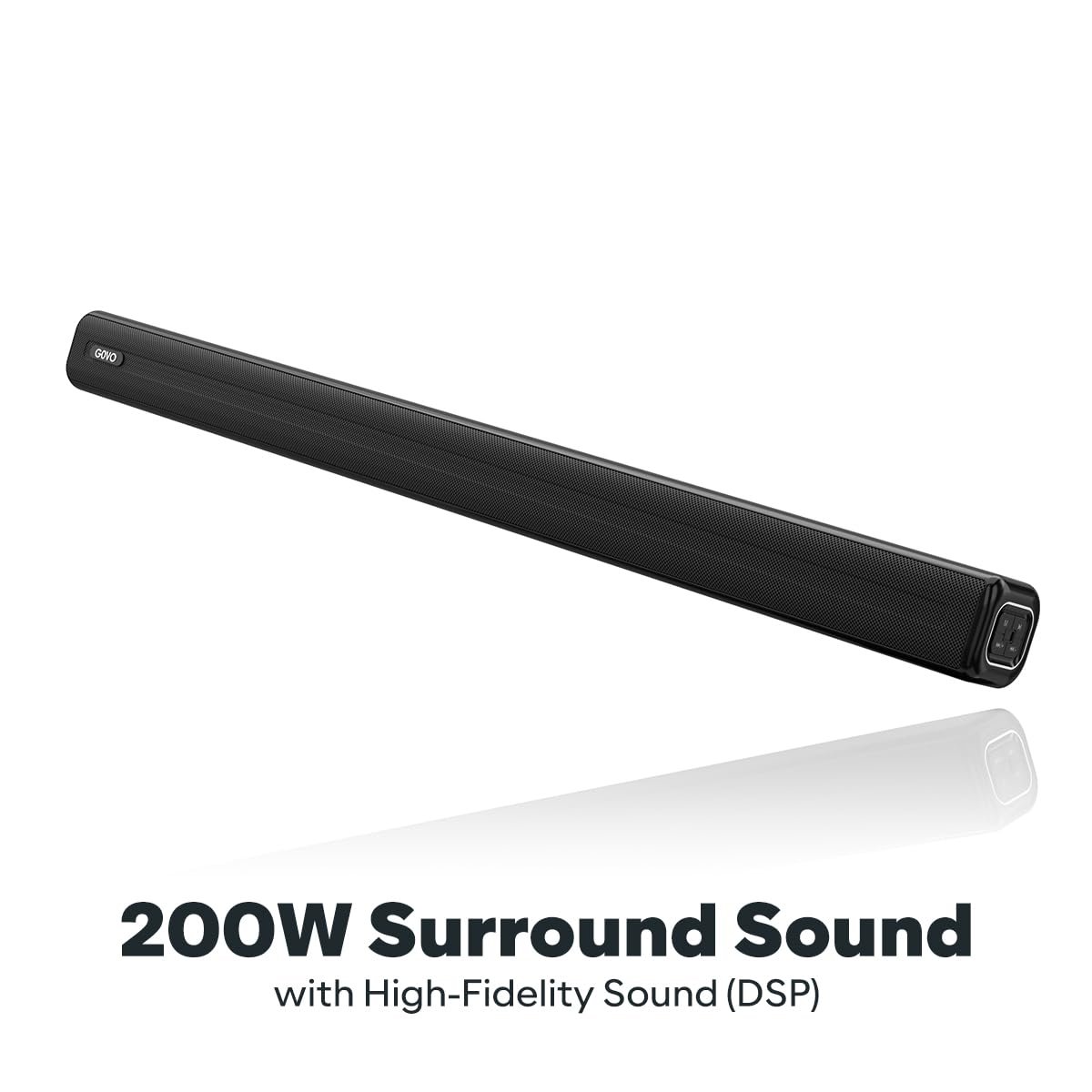 GOVO GoSurround 955 | 200W Sound bar, 5.1 Channel Home Theatre, Mega subwoofer, HDMI, Opt, AUX, USB & Bluetooth, 3 Equalizer Modes, Stylish Remote & LED Display (Black) - Image 6