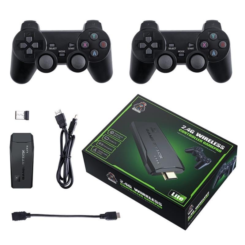 DWH Wireless video games for tv gaming Retro gaming console with Game Stick 1080p Plug & Play TV Video Game Set for 2 player with 9Emulator for Kids & Old School Station Video Game