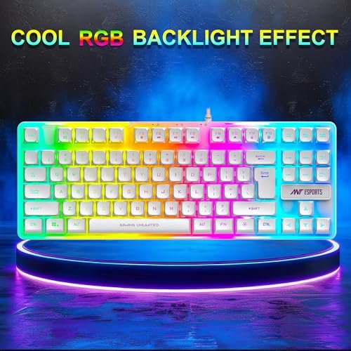Ant Esports MK700 V2 Membrane TKL Wired Gaming Keyboard, 87 UV Coated Mechanical feel Keys Cool RGB Backlight Waterproof Keyboard for PC Laptop Mobile Tablets Gaming, Design and Work Mercury White - Image 7