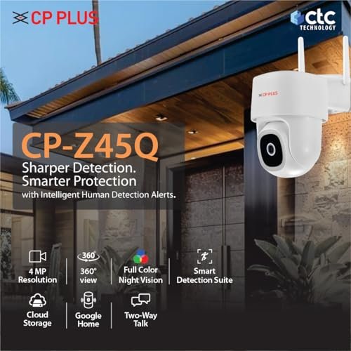 CP PLUS 4MP Outdoor Wi-Fi CCTV Camera | 360° Pan & Tilt | Full-Color Night Vision | Motion & Sound Detection | Human Detection | CTC Cyber Secure Tech | Alexa & OK Google | CP-Z45Q - Image 12