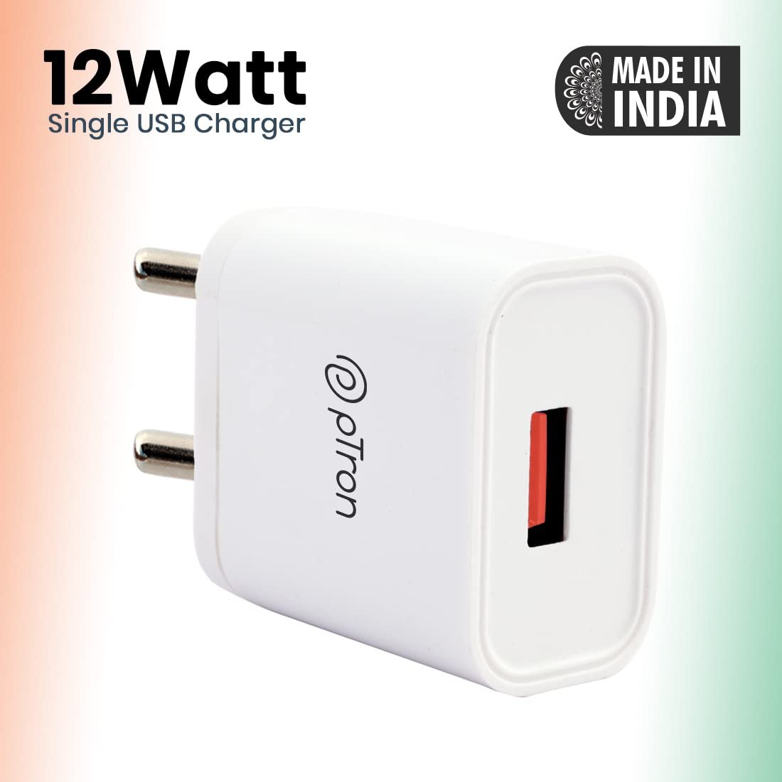 pTron Volta 12W Single Port USB Fast Charger, BIS Certified, Made in India Wall Charger Adapter, Universal Compatibility (1 m Micro USB Cable Included, White) - Image 7