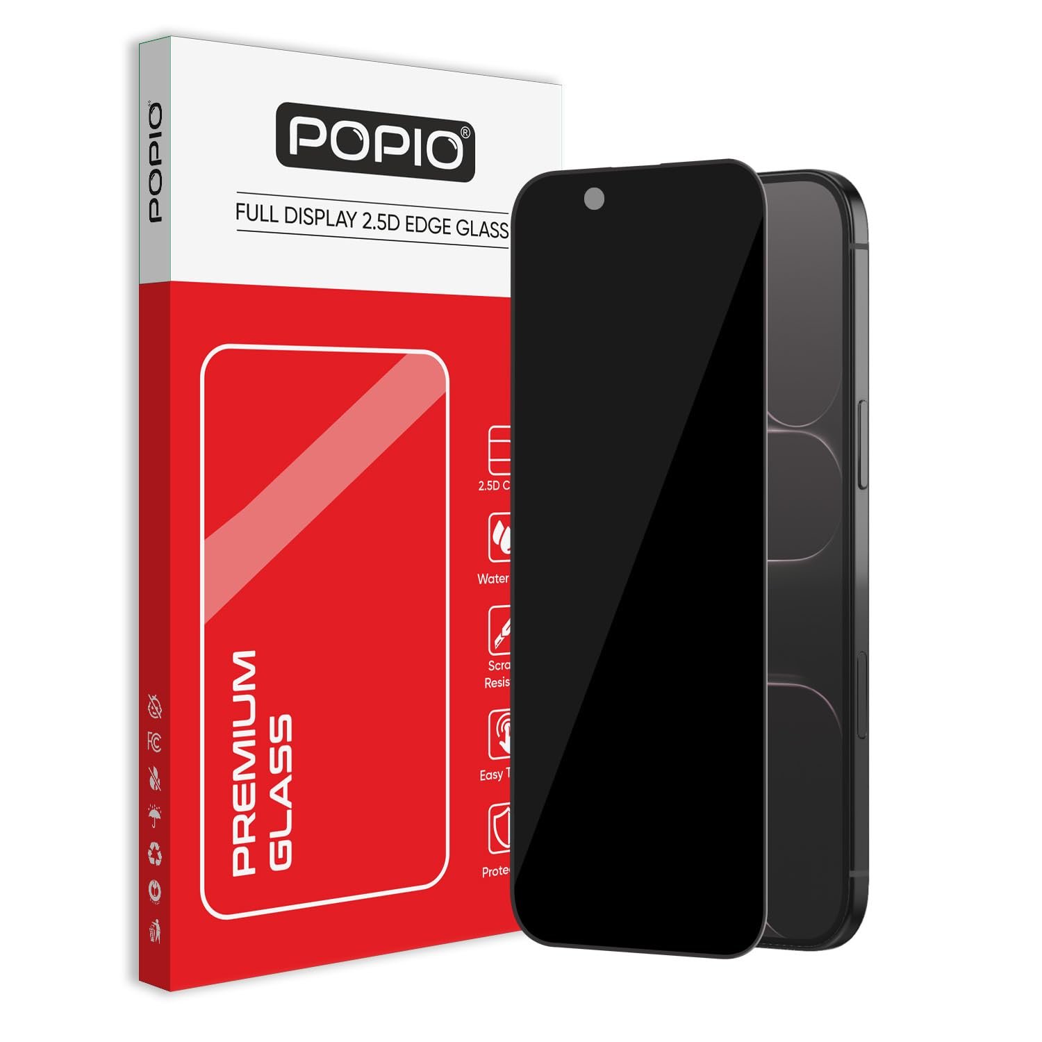 POPIO Privacy Military-Grade Tempered Glass for iPhone Air – Anti Spy Screen Protector Guard (Pack of 1)