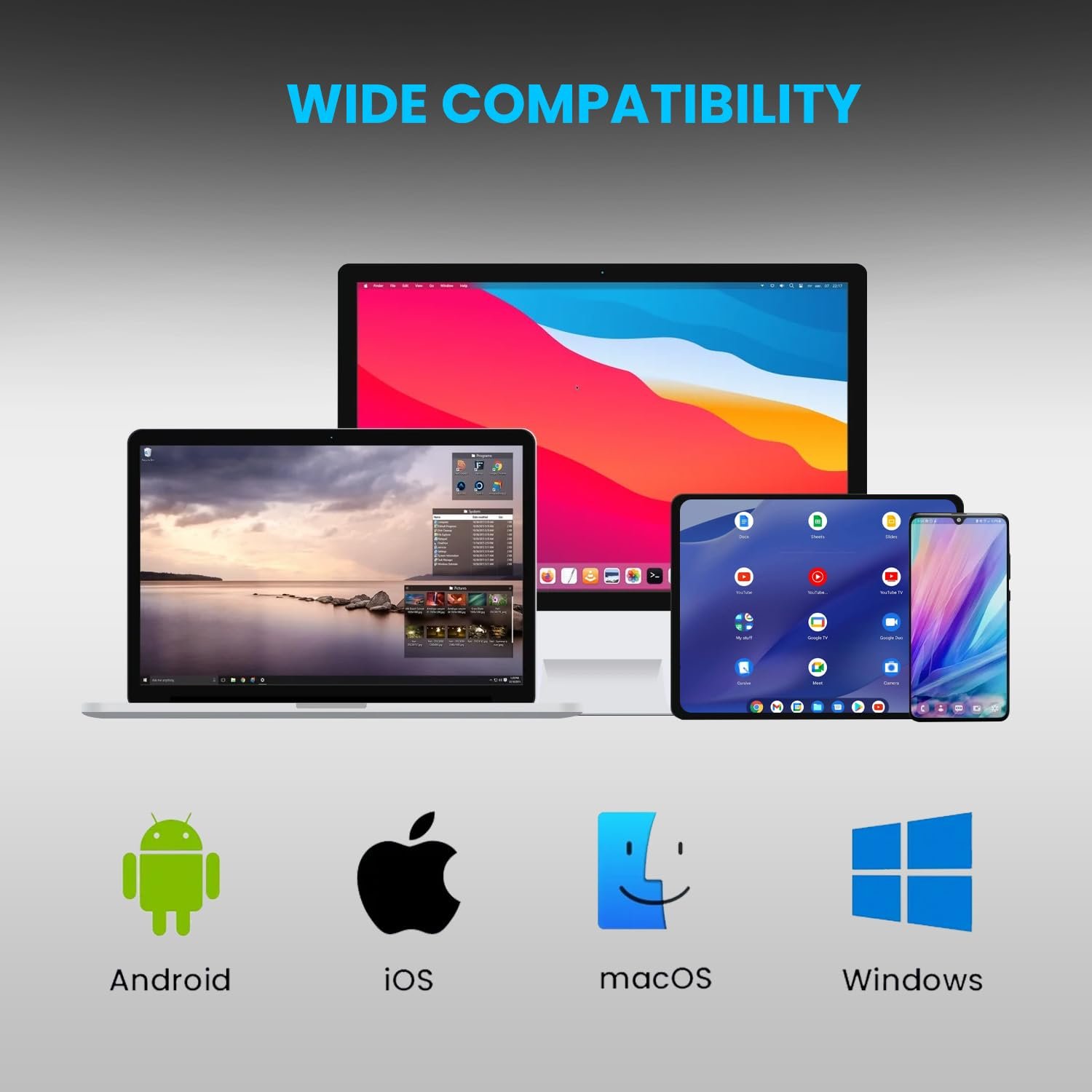 Portronics Bubble Multimedia Wireless Keyboard 2.4 GHz & Bluetooth 5.0 Connectivity, Noiseless Experience, Compact Size for iOS iPad Air, Pro, Mini, Android, Windows Tablets PC Smartphone(White) - Image 2