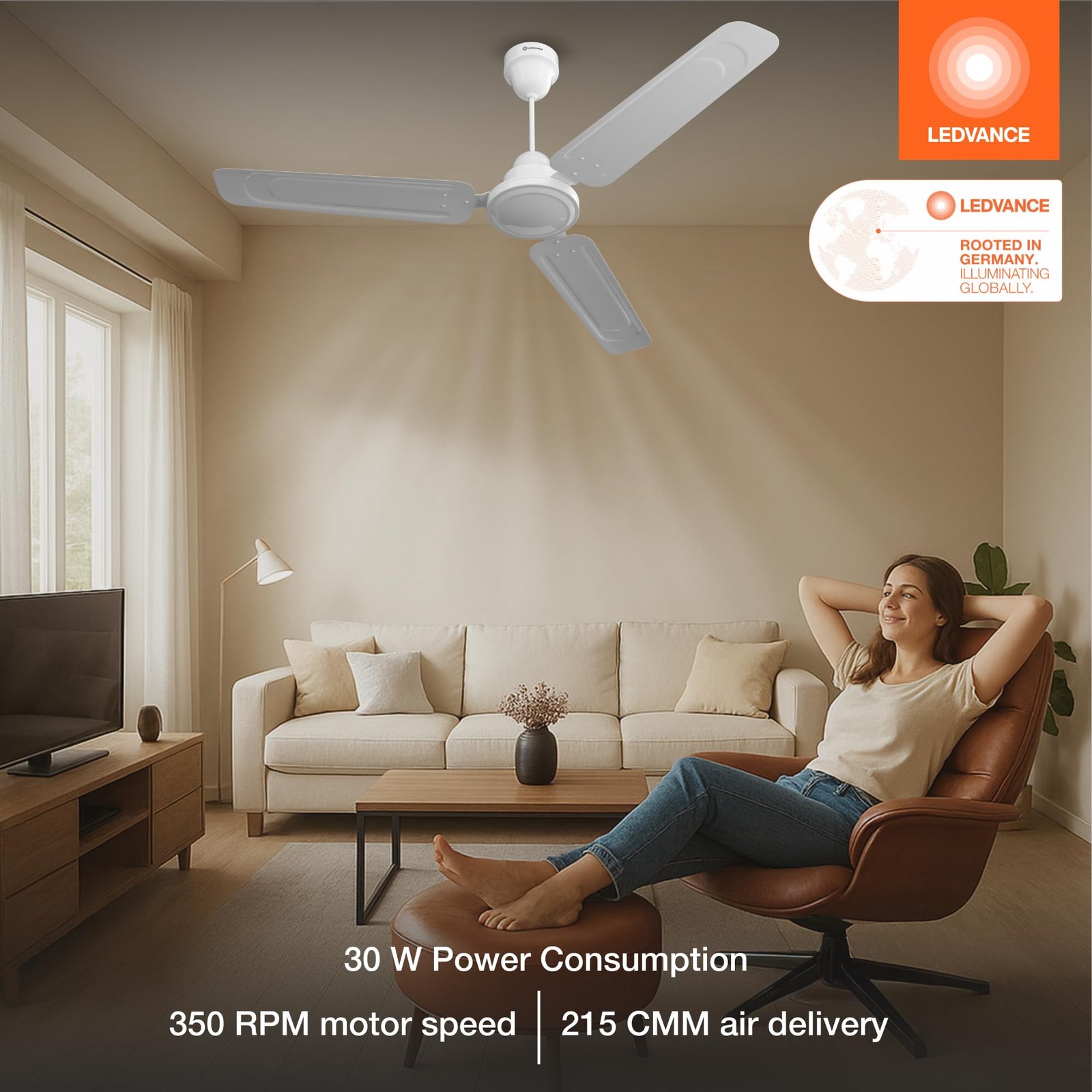 LEDVANCE Aero Master Neo 1200mm Ceiling Fan for Living Room | BLDC Fan | BEE Star Rated Energy Efficient Fan | 2X Runtime on Inverter | High Air Delivery | Operates Silently | 3 Year Warranty (White) - Image 6