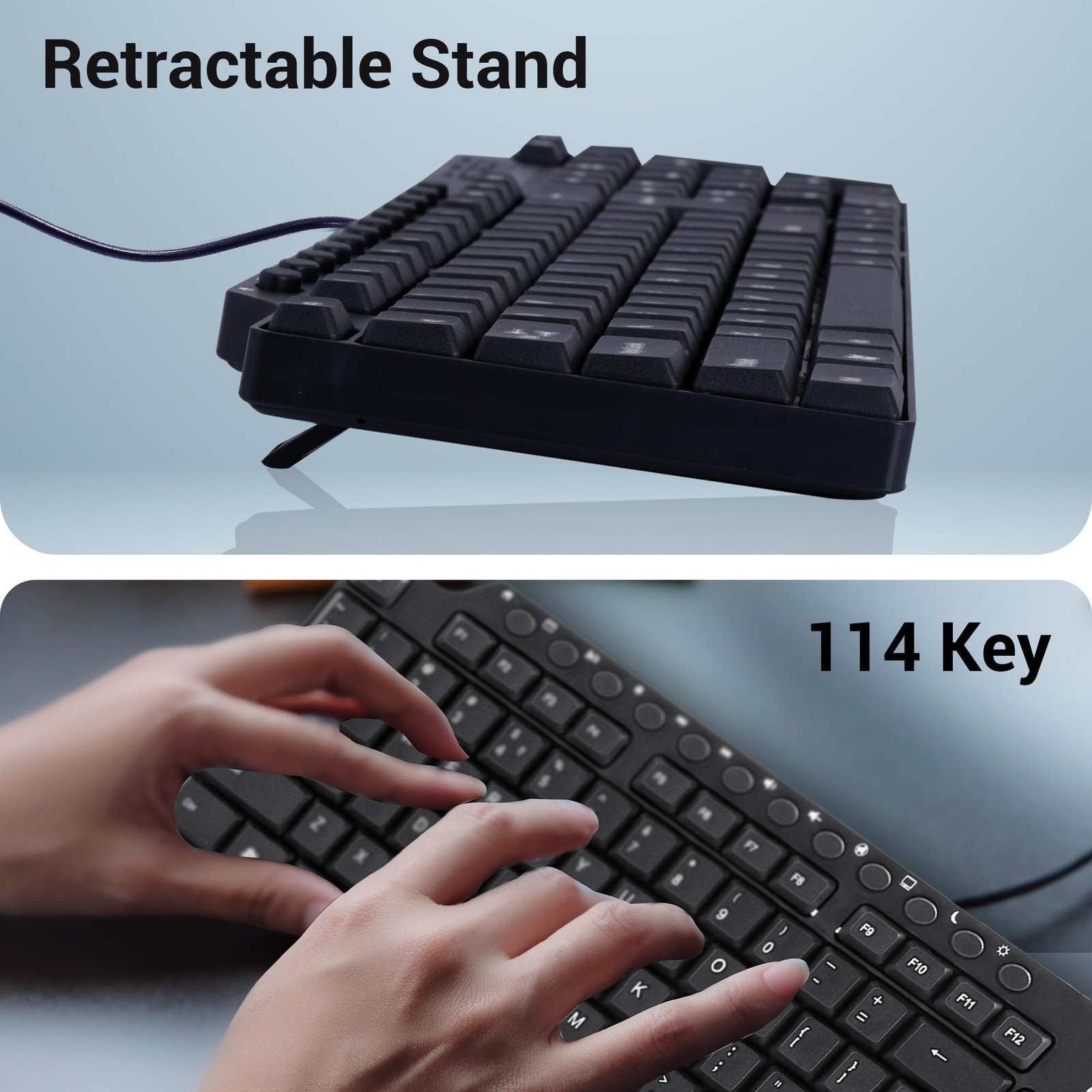 ZEBRONICS ZEB-KM2100 Multimedia USB Keyboard Comes with 114 Keys Including 12 Dedicated Multimedia Keys & with Rupee Key - Image 3