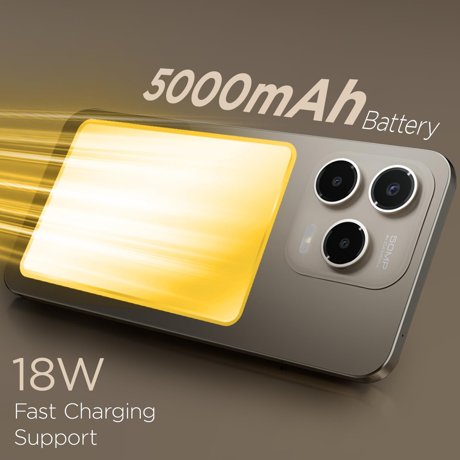 Lava Bold N1 Pro (Titanium Gold, 4 GB RAM, 128 GB Storage)| Bigger 6.67" HD+ IP54 Display | 120 Hz Refresh Rate | 50 MP AI Triple Rear Camera | 8 MP Front Camera| 5000 mAh Battery | Charger in Box - Image 3