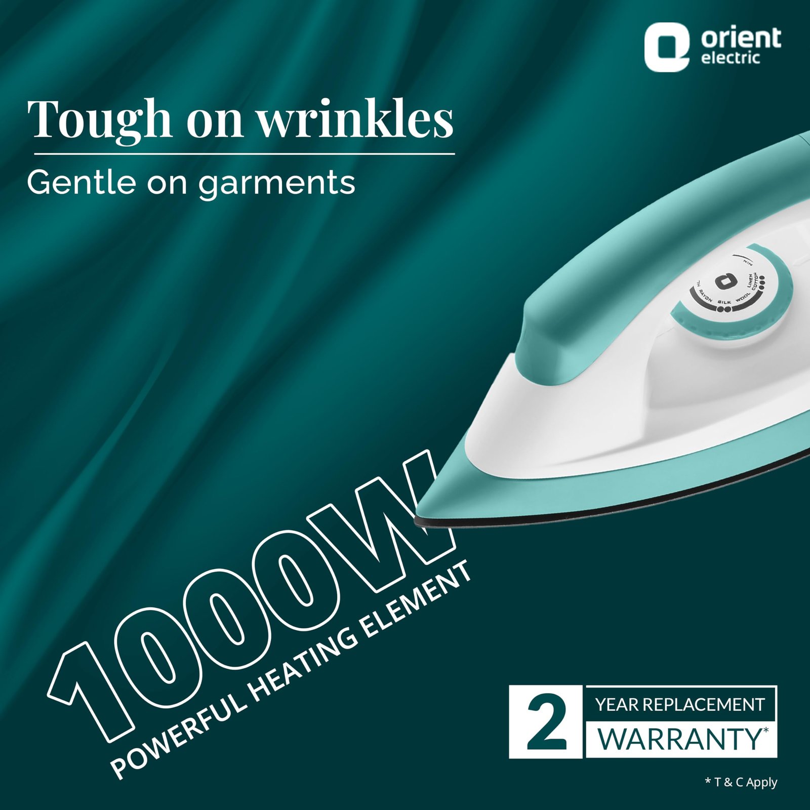 Orient Electric Fabrijoy 1000 Watt Dry Iron for clothes with Weilburger Non Stick Soleplate coating | 5 level safety| 2 Years Replacement Warranty by Orient - Image 8