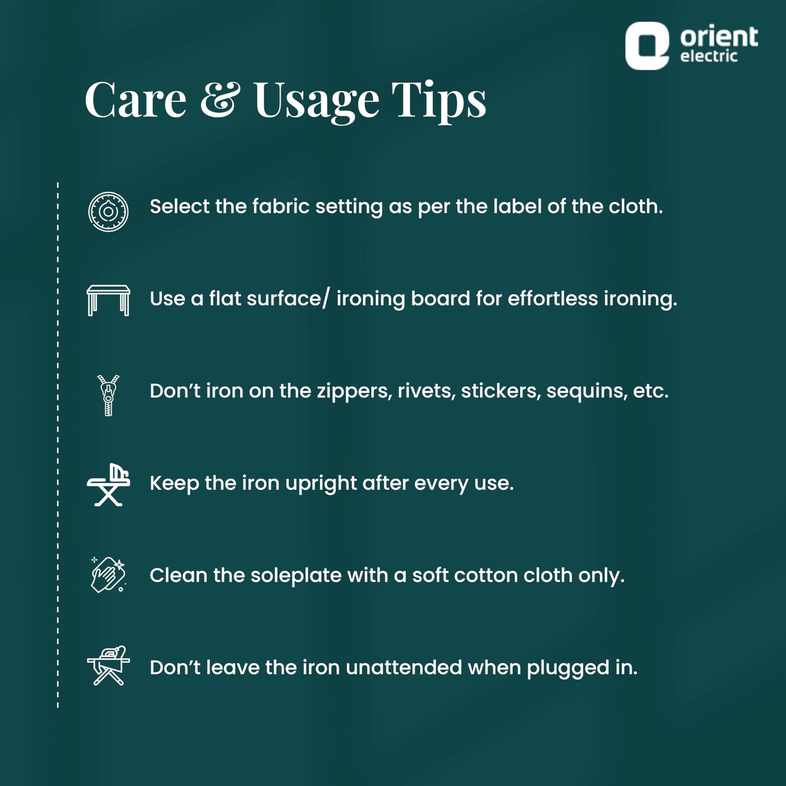 Orient Electric Fabrijoy 1000 Watt Dry Iron for clothes with Weilburger Non Stick Soleplate coating | 5 level safety| 2 Years Replacement Warranty by Orient - Image 2