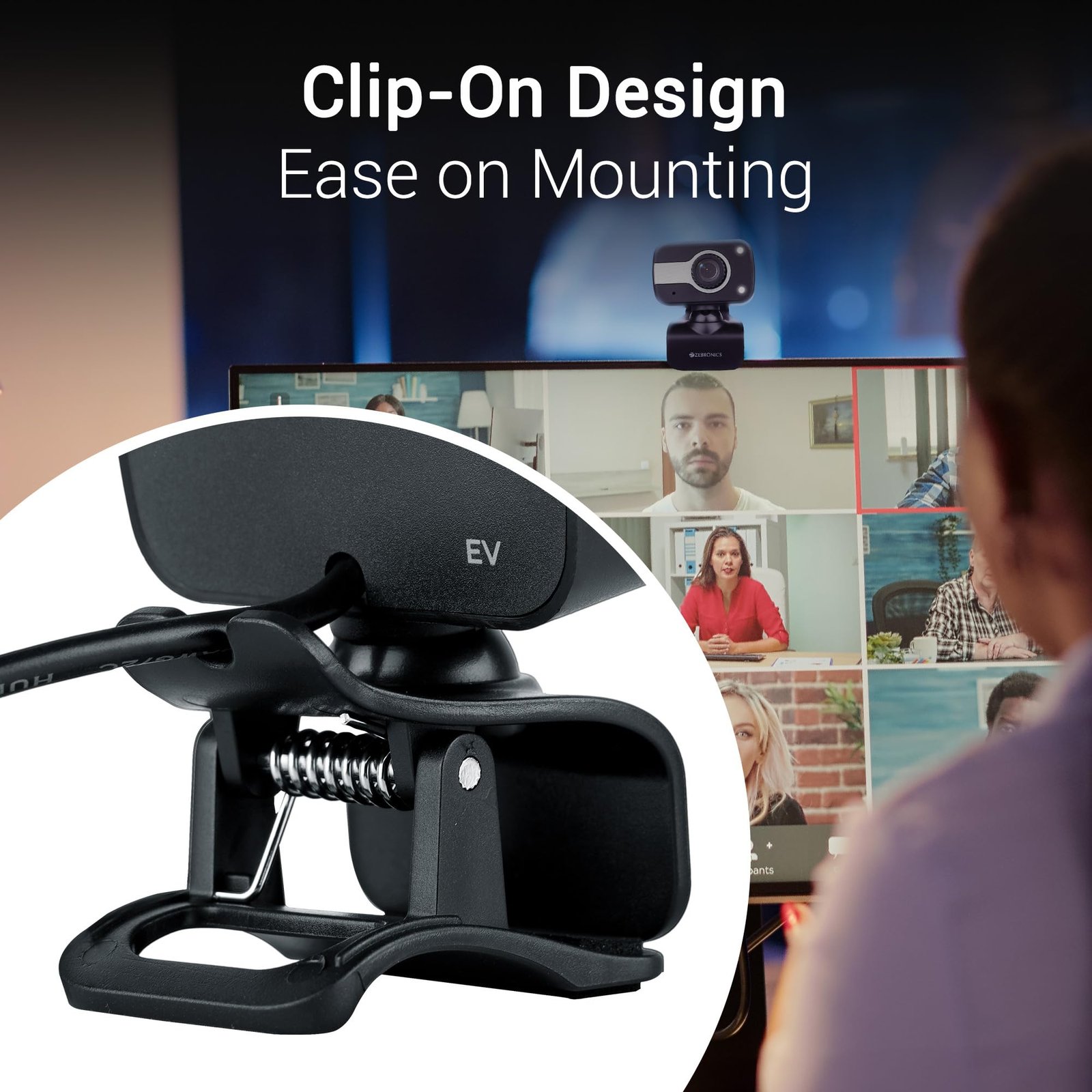 Zebronics Zeb-Crystal Clear Web Camera, 0.3 MP with USB with 3P Lens,Built-in Microphone,Auto White Balance,Night Vision and Manual Switch for LED (Black) - Image 4