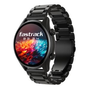 Fastrack Astor FR2 Pro 1.43" AMOLED Stainless Steel Smart Watch with SpO2, Heart Rate, BT Calling, Adaptive AOD, Functional Crown, AI Voice Assistant – Smartwatch for Stylish Professionals (Black)
