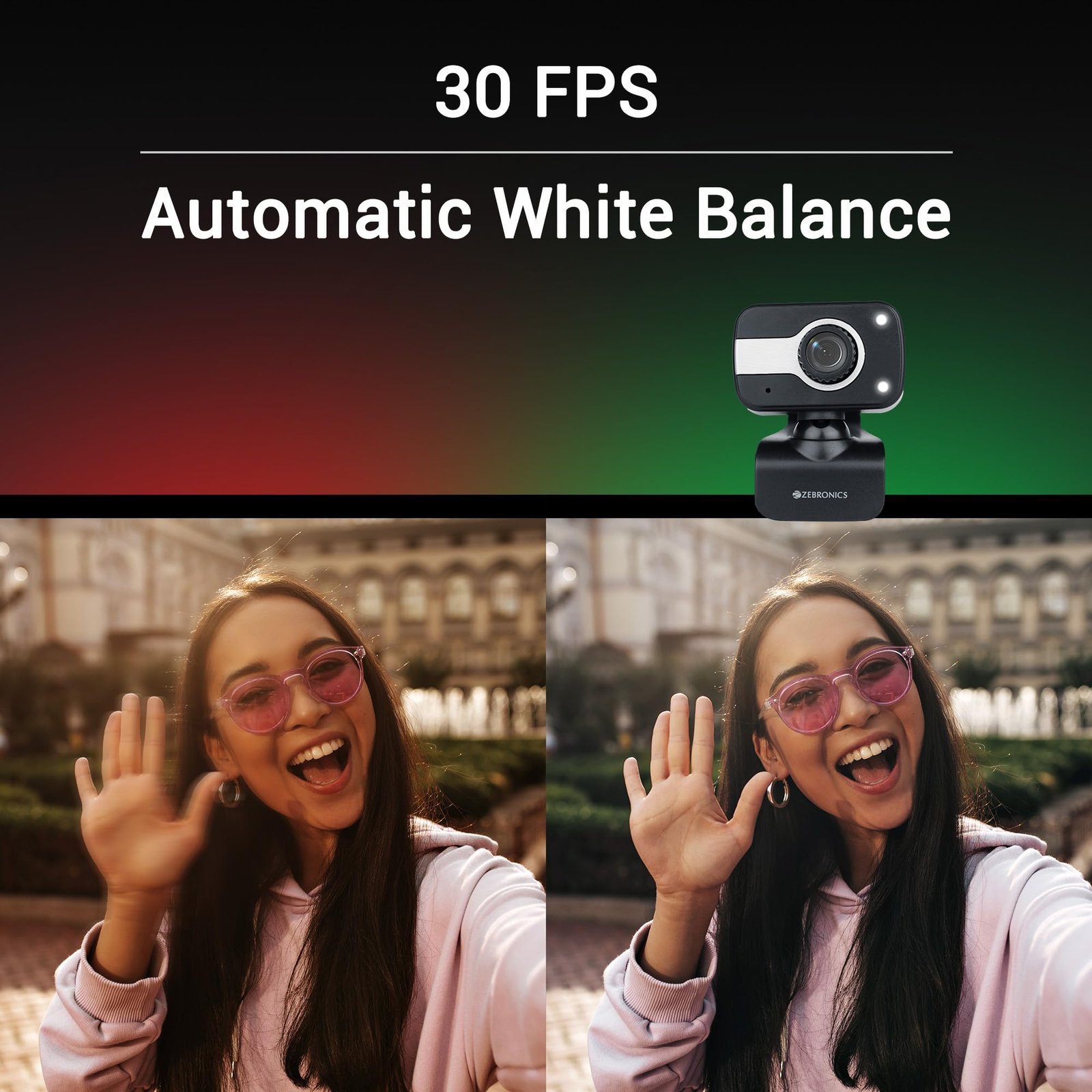 Zebronics Zeb-Crystal Clear Web Camera, 0.3 MP with USB with 3P Lens,Built-in Microphone,Auto White Balance,Night Vision and Manual Switch for LED (Black) - Image 5