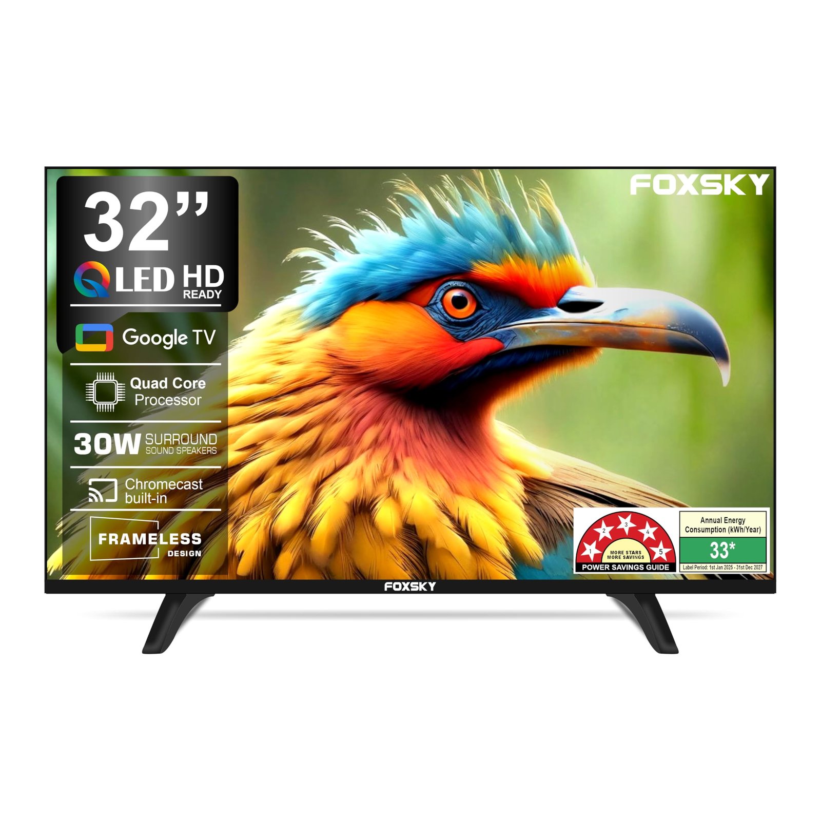 Foxsky 80 cm (32 inches) HD Ready Smart LED TV 32FS-VS (Black)