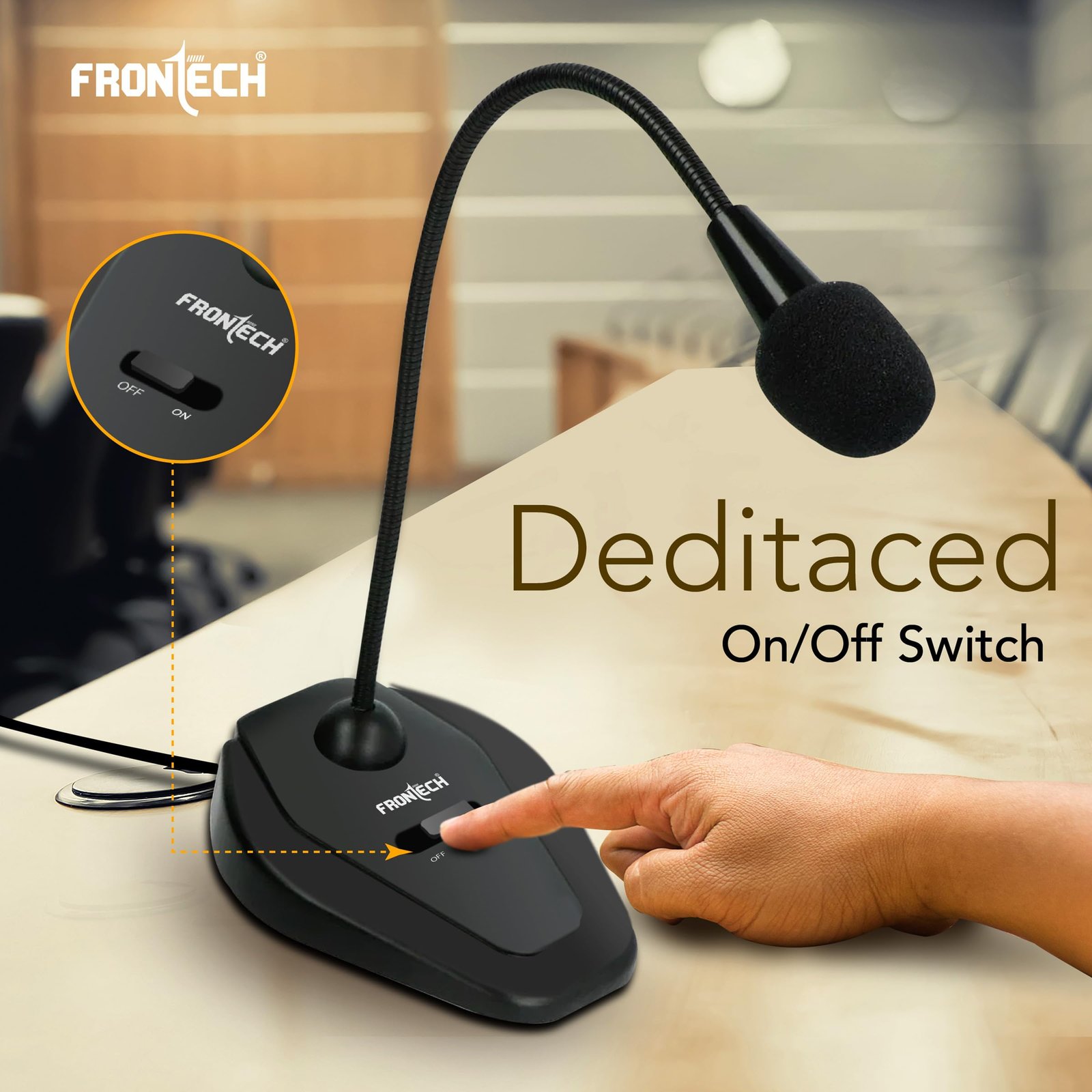 FRONTECH Flexible 3.5mm Jack Microphone for PC Desktop, Mic for Gaming | Plug & Play | On/Off Switch | Adjustable Mic Boom & Wide Angle Coverage | Noice Rejection | 1 Year Warranty (Black) - Image 6