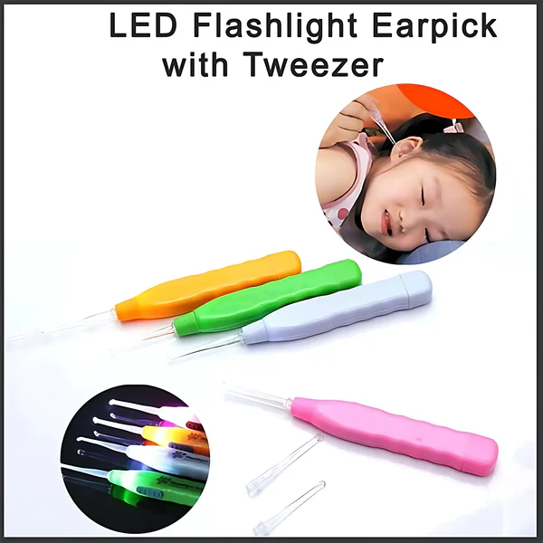 White LED Flashlight Earpick with Tweezer (1 Pc) - Image 3