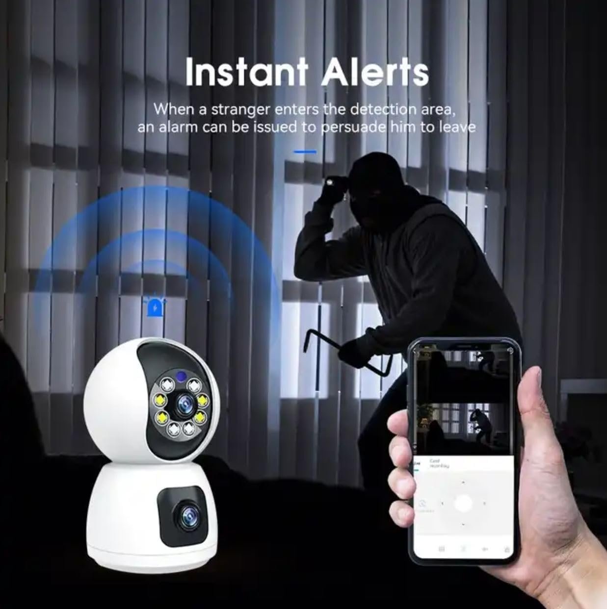 Dual Lens WiFi IP 360° Camera 1920 X 2160 Full HD 3mp AI (Upgraded) CCTV Night Vision Motion Sensor Two-Way Audio Micro SD Card Upto 128GB Monitor Nanny Security Indoor White - Image 3