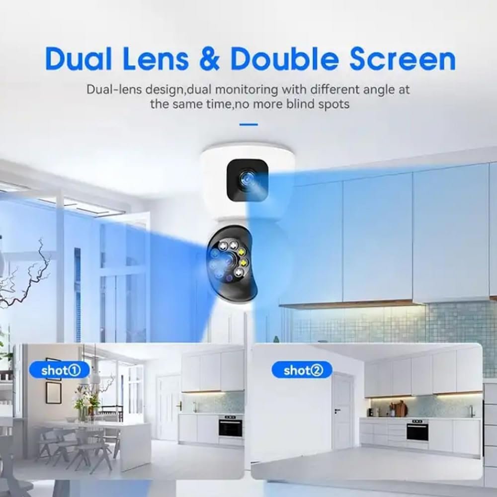 Dual Lens WiFi IP 360° Camera 1920 X 2160 Full HD 3mp AI (Upgraded) CCTV Night Vision Motion Sensor Two-Way Audio Micro SD Card Upto 128GB Monitor Nanny Security Indoor White - Image 7