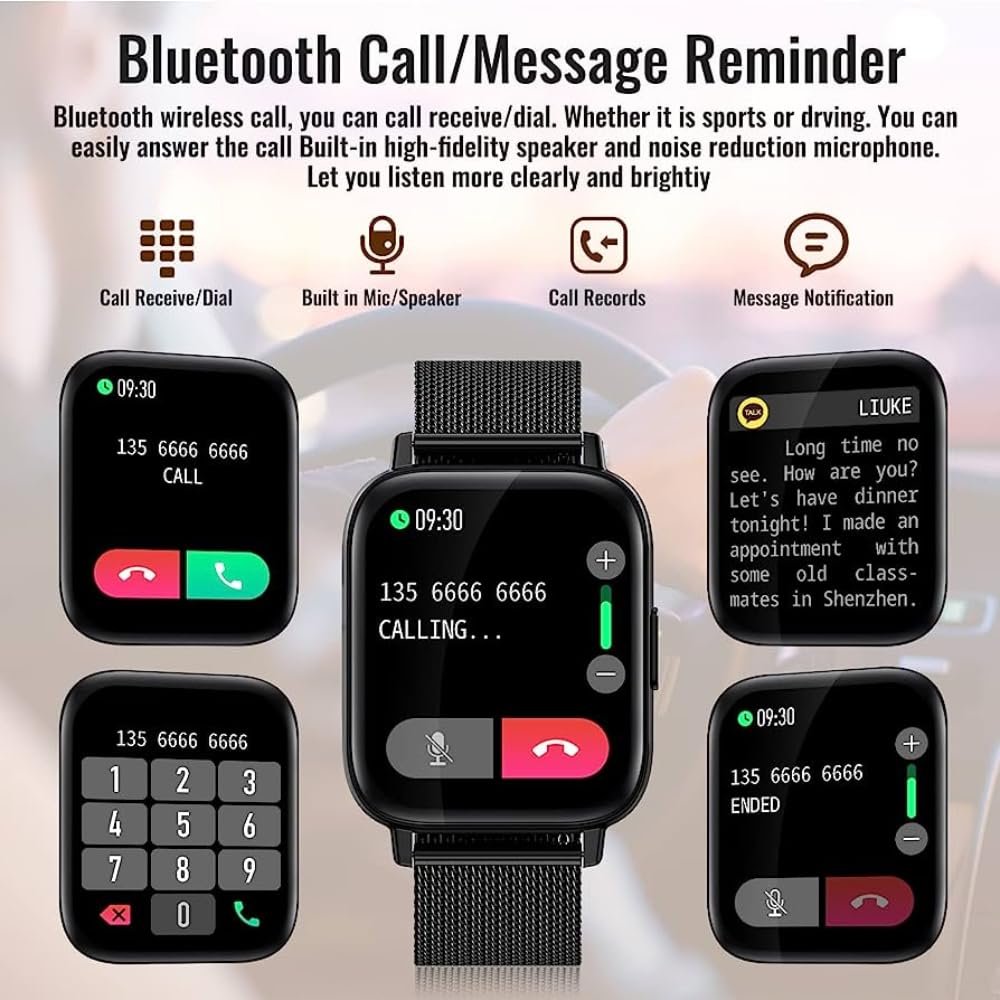 𝟏𝟓 𝐘𝐞𝐚𝐫𝐬 𝐆𝐮𝐚𝐫𝐚𝐧𝐭𝐞𝐞 Bluetooth smart Watch with Heart Rate Fitness Tracker Sports Watch for Men with dial Call Feature Music Control Step Tracking, Everyday Activity Monitoring - Image 3