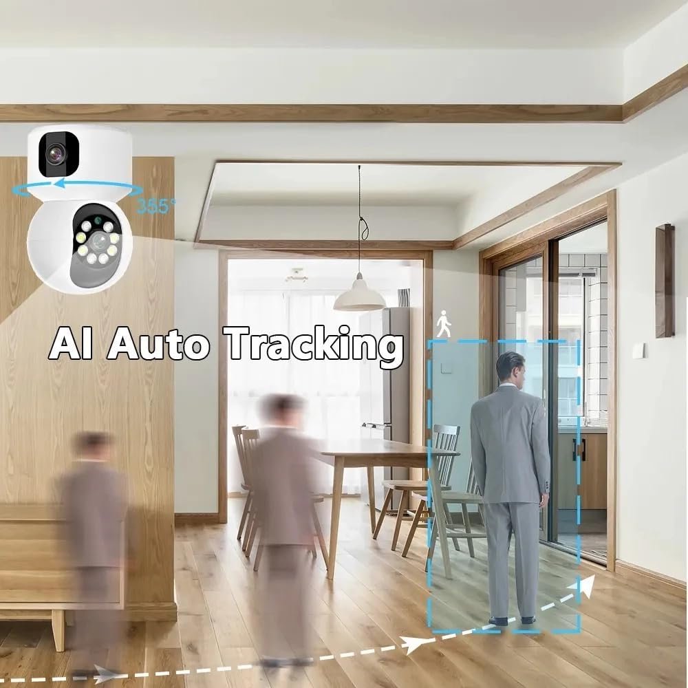 Dual Lens WiFi IP 360° Camera 1920 X 2160 Full HD 3mp AI (Upgraded) CCTV Night Vision Motion Sensor Two-Way Audio Micro SD Card Upto 128GB Monitor Nanny Security Indoor White - Image 5