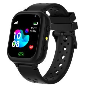 Kids Smart Watch 1.44" TFT Display, 4G Sim Card Phone with Long-Lasting Voice Call, Kids GPS, Music Player, Alarm Clock, Games, & IP67 Waterproof(Black)(Made by MELBON)