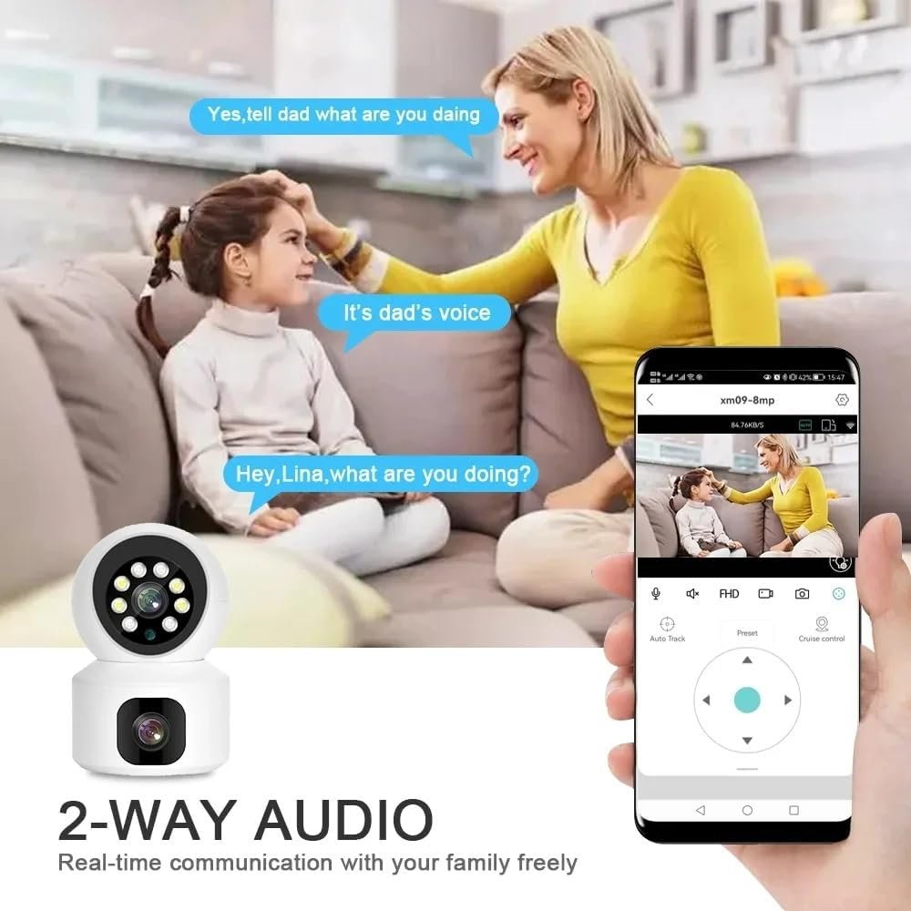 Dual Lens WiFi IP 360° Camera 1920 X 2160 Full HD 3mp AI (Upgraded) CCTV Night Vision Motion Sensor Two-Way Audio Micro SD Card Upto 128GB Monitor Nanny Security Indoor White - Image 8