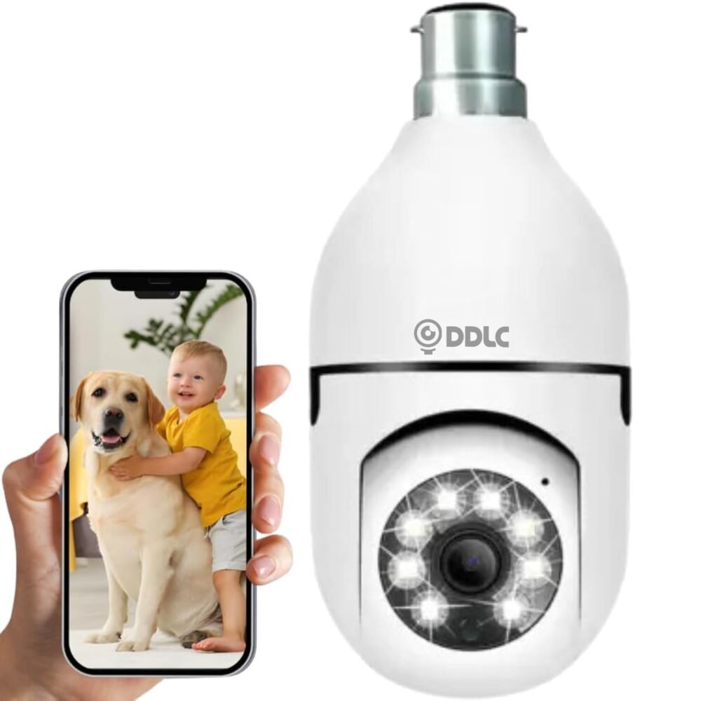 4MP WiFi Light Bulb Camera for Home Office | 360° Rotation | Color Night Vision | Motion Detection | Two Way Audio | Wireless Home Security with Mobile App V380 Pro (Light Bulb Camera)