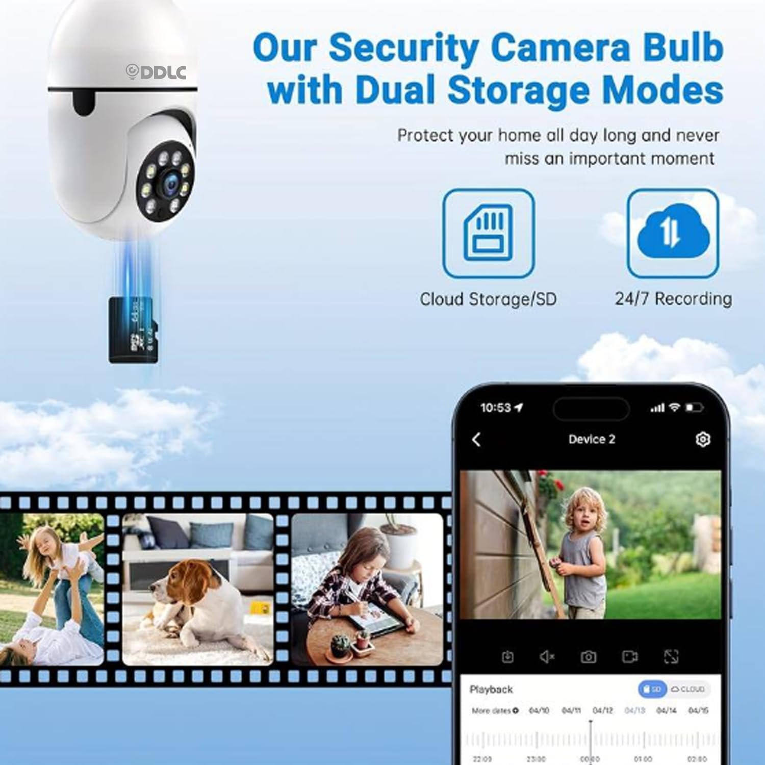 4MP WiFi Light Bulb Camera for Home Office | 360° Rotation | Color Night Vision | Motion Detection | Two Way Audio | Wireless Home Security with Mobile App V380 Pro (Light Bulb Camera) - Image 5