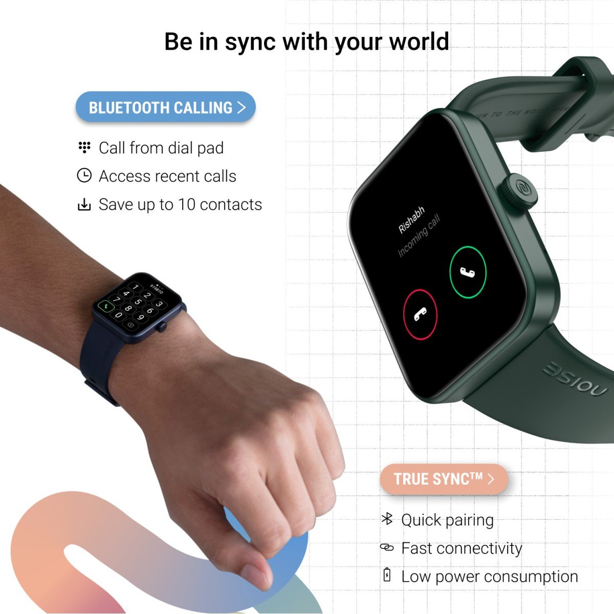 Noise ColorFit Loop Advanced Bluetooth Calling with 1.85 Display (Green Strap, Regular) - Image 3